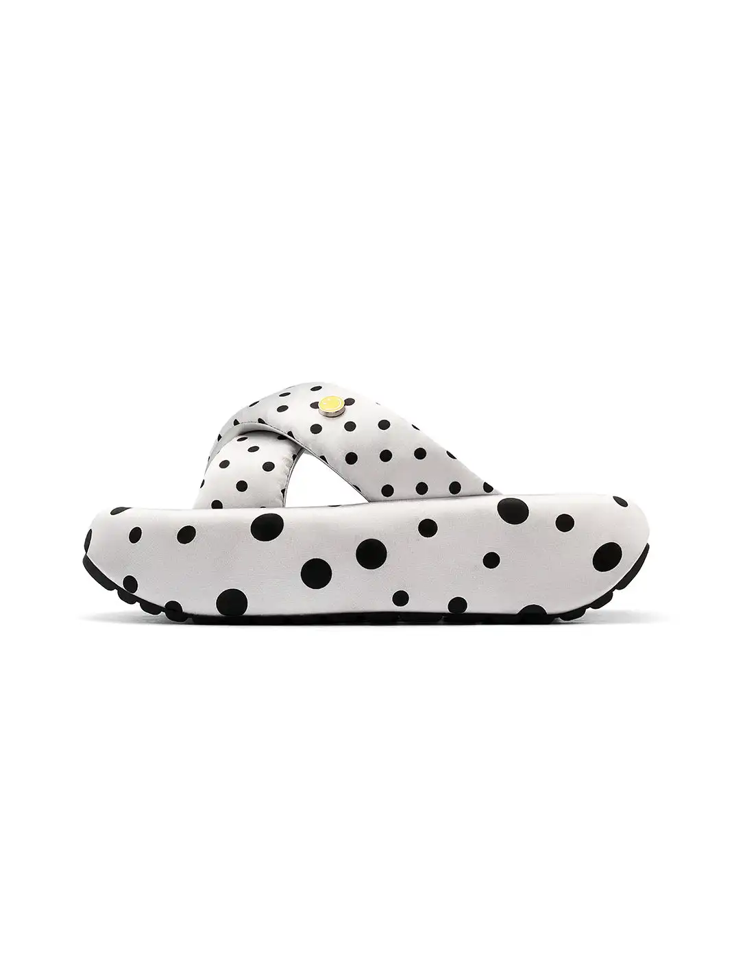SMILEY | Polka Dot Platform Slide Sandals-Gray