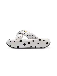 SMILEY | Polka Dot Platform Slide Sandals-Gray