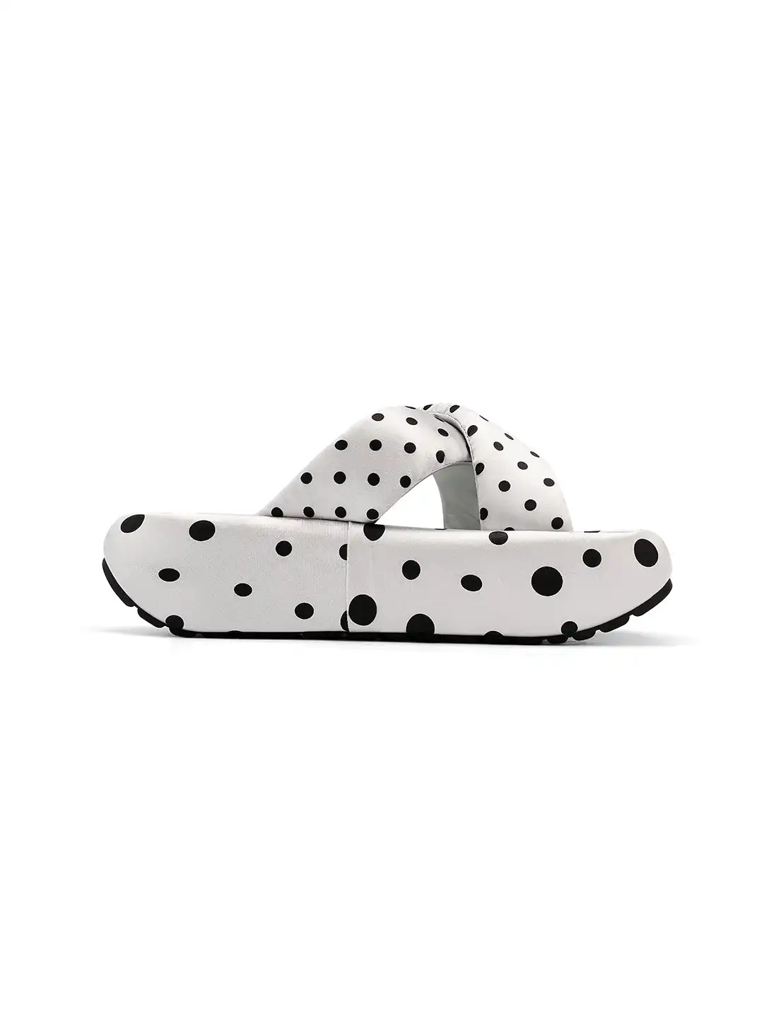 SMILEY | Polka Dot Platform Slide Sandals-Gray