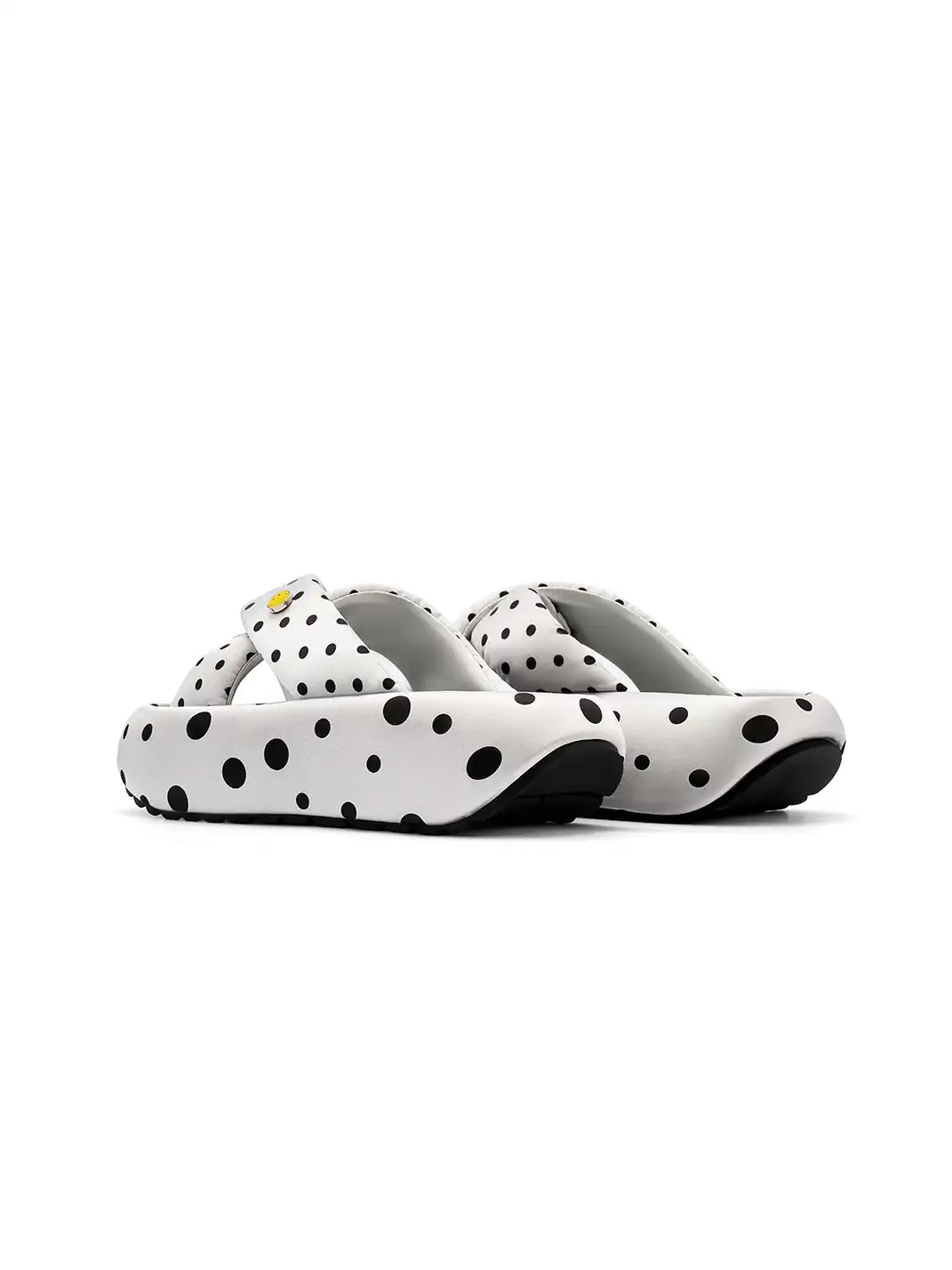SMILEY | Polka Dot Platform Slide Sandals-Gray