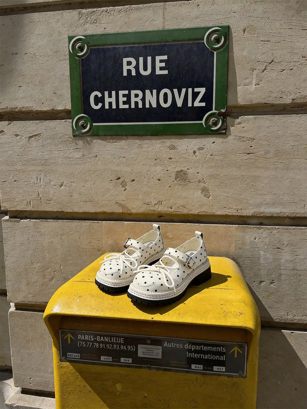 SMILEY | Off-white Polka Dot Mary Jane Platform Shoes With Bow