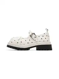 SMILEY | Off-white Polka Dot Mary Jane Platform Shoes With Bow