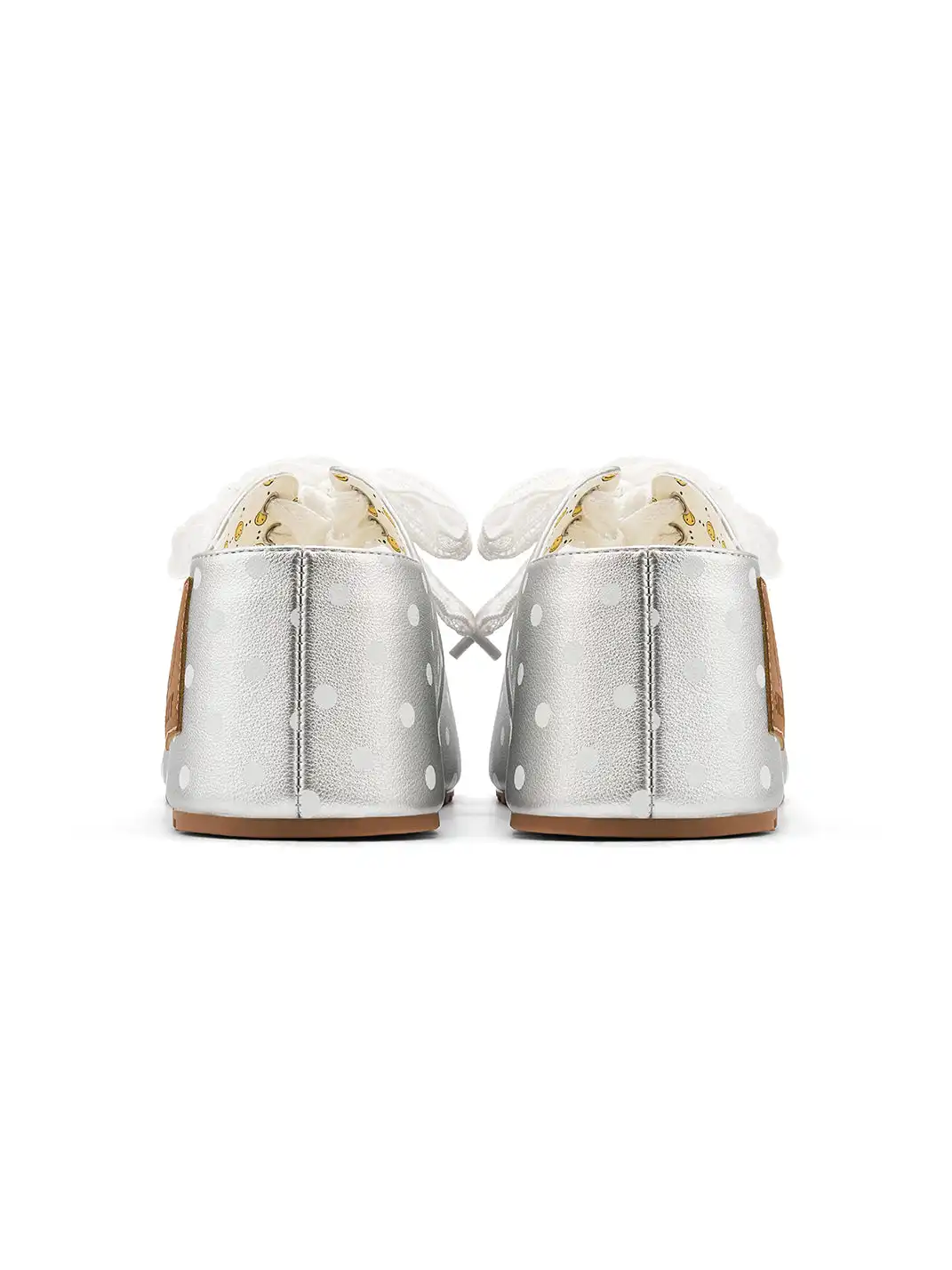 SMILEY | Satin Bow Polka Dot Platform Slide Sandals-Silver