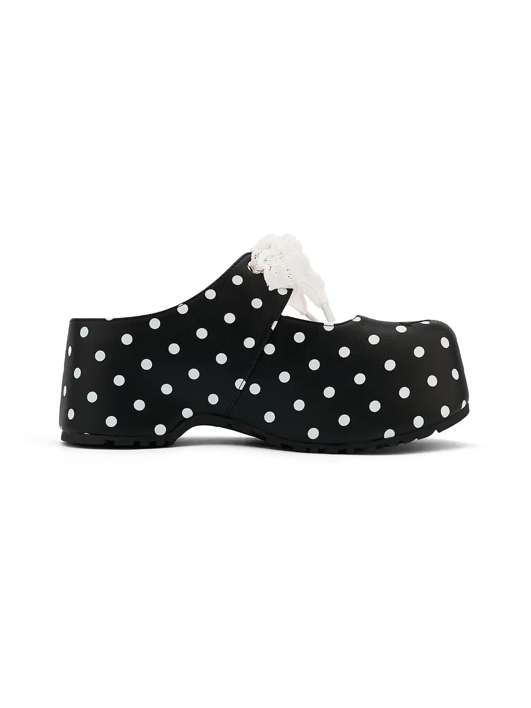 SMILEY | Black Polka Dot Bow Slip-on Flat Mules