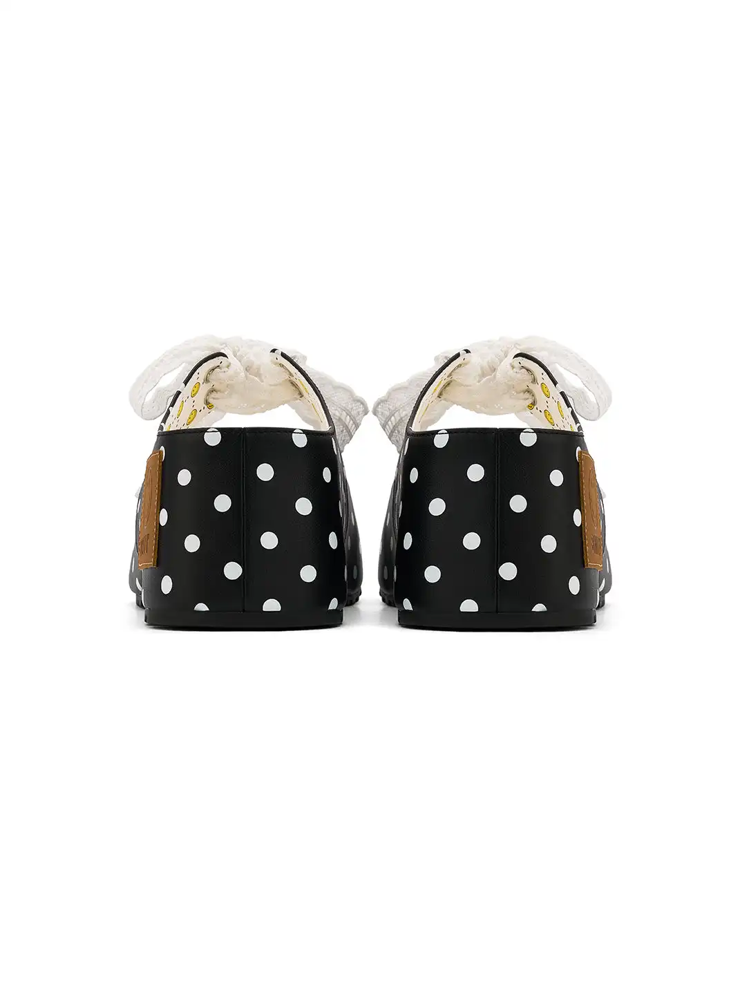 SMILEY | Black Polka Dot Bow Slip-on Flat Mules