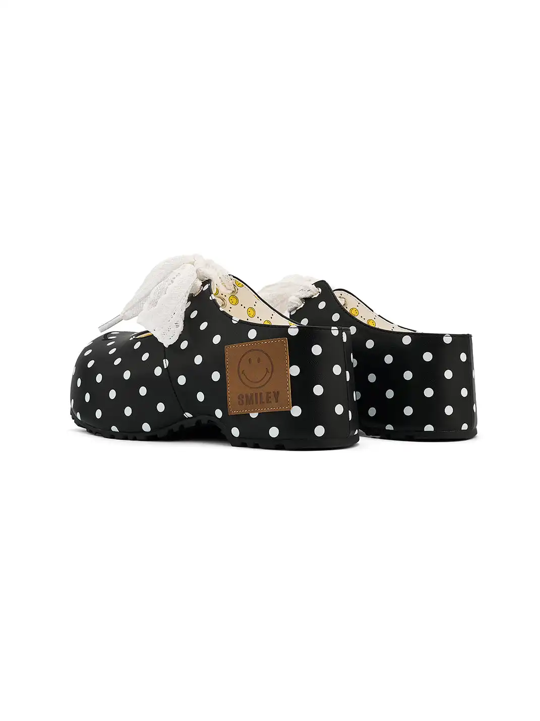 SMILEY | Black Polka Dot Bow Slip-on Flat Mules