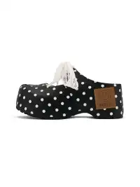 SMILEY | Black Polka Dot Bow Slip-on Flat Mules
