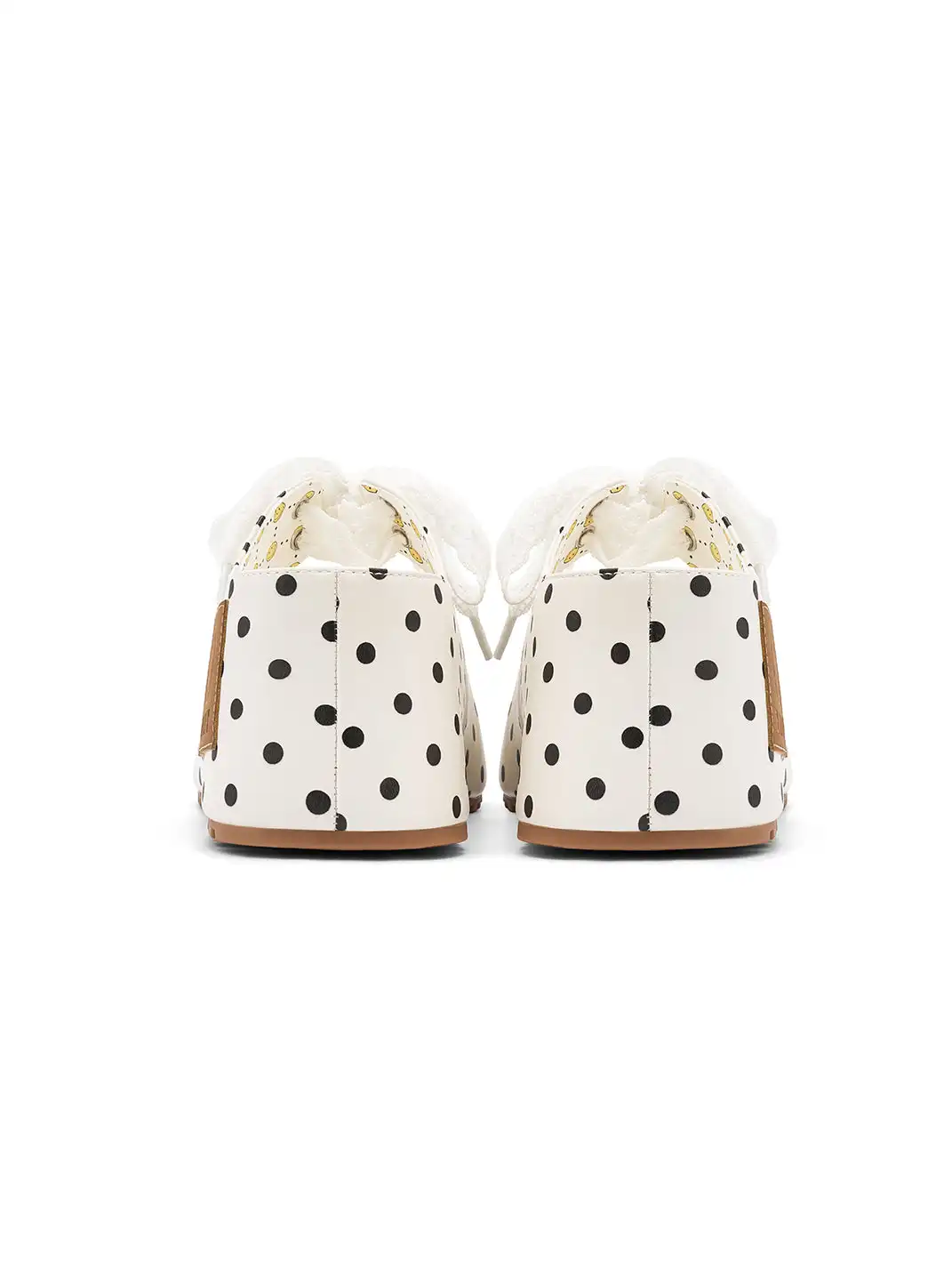 SMILEY | Satin Bow Polka Dot Platform Slide Sandals-White