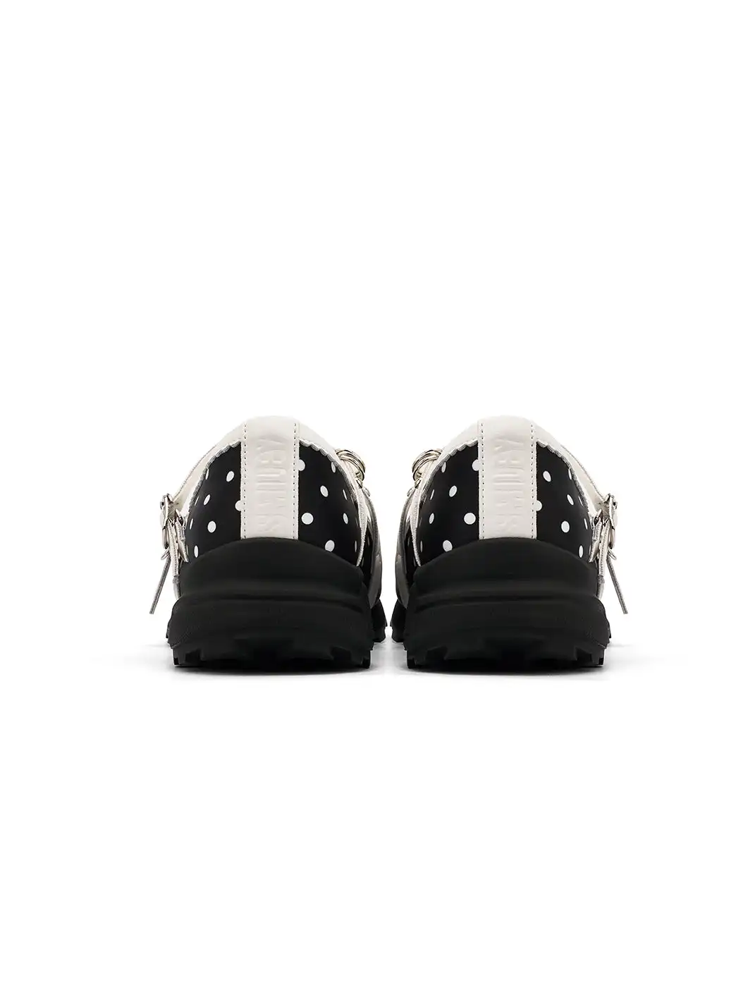 SMILEY | Polka Dot Double Strap Platform Mary Jane Sneakers-Black