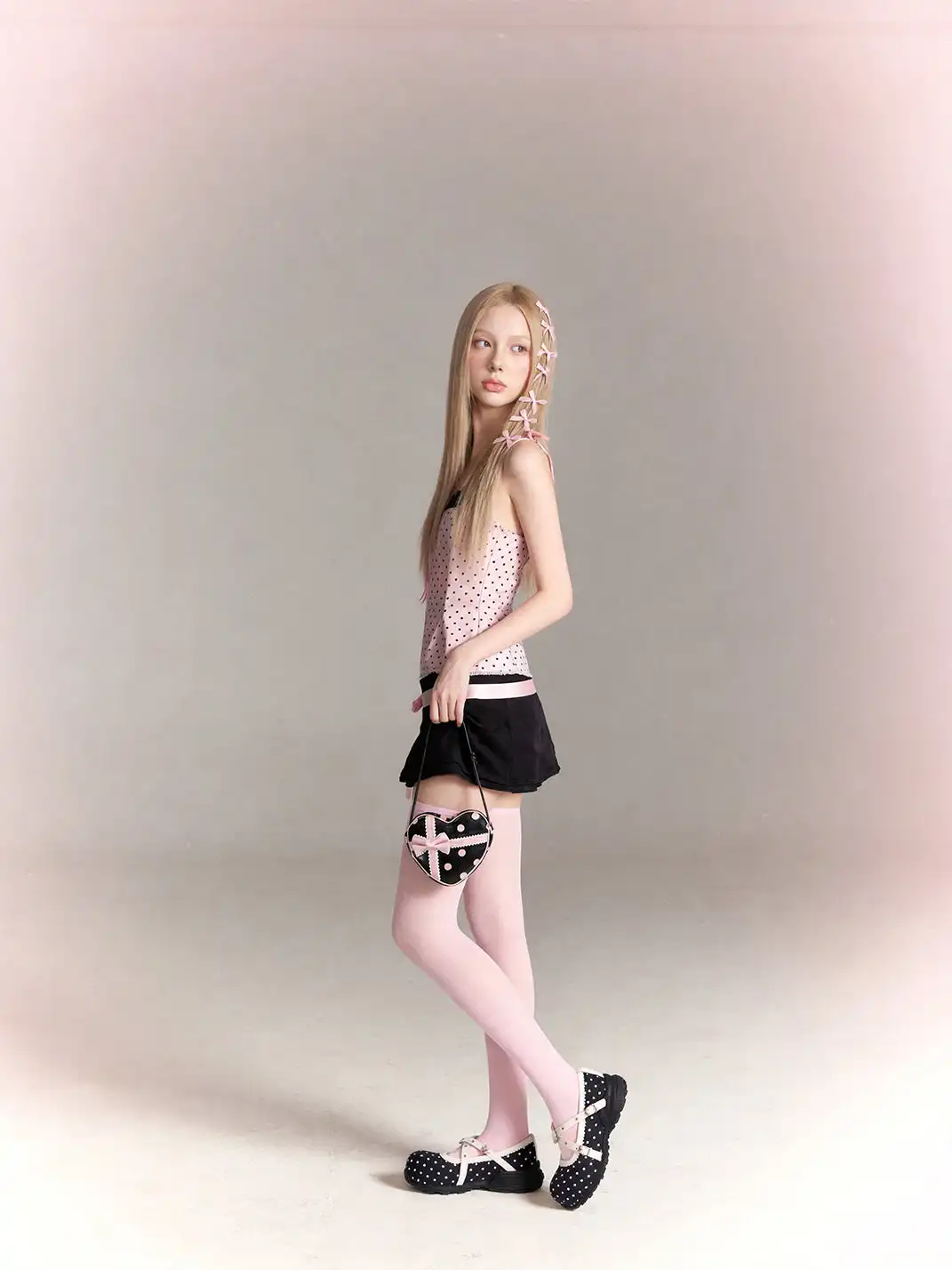 SMILEY | Polka Dot Double Strap Platform Mary Jane Sneakers-Black