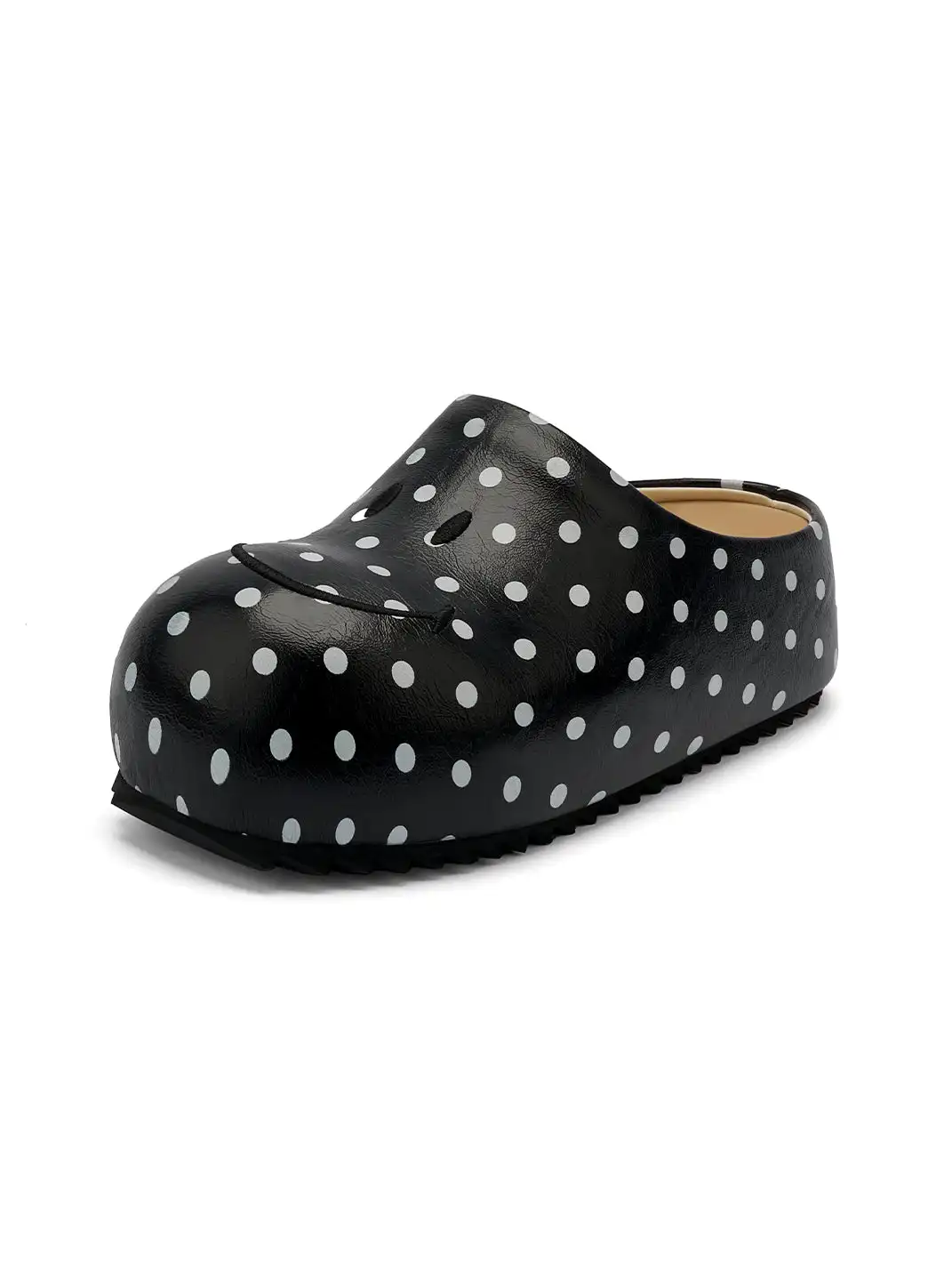 SMILEY | Black Polka Dot Slip-on Platform Clogs