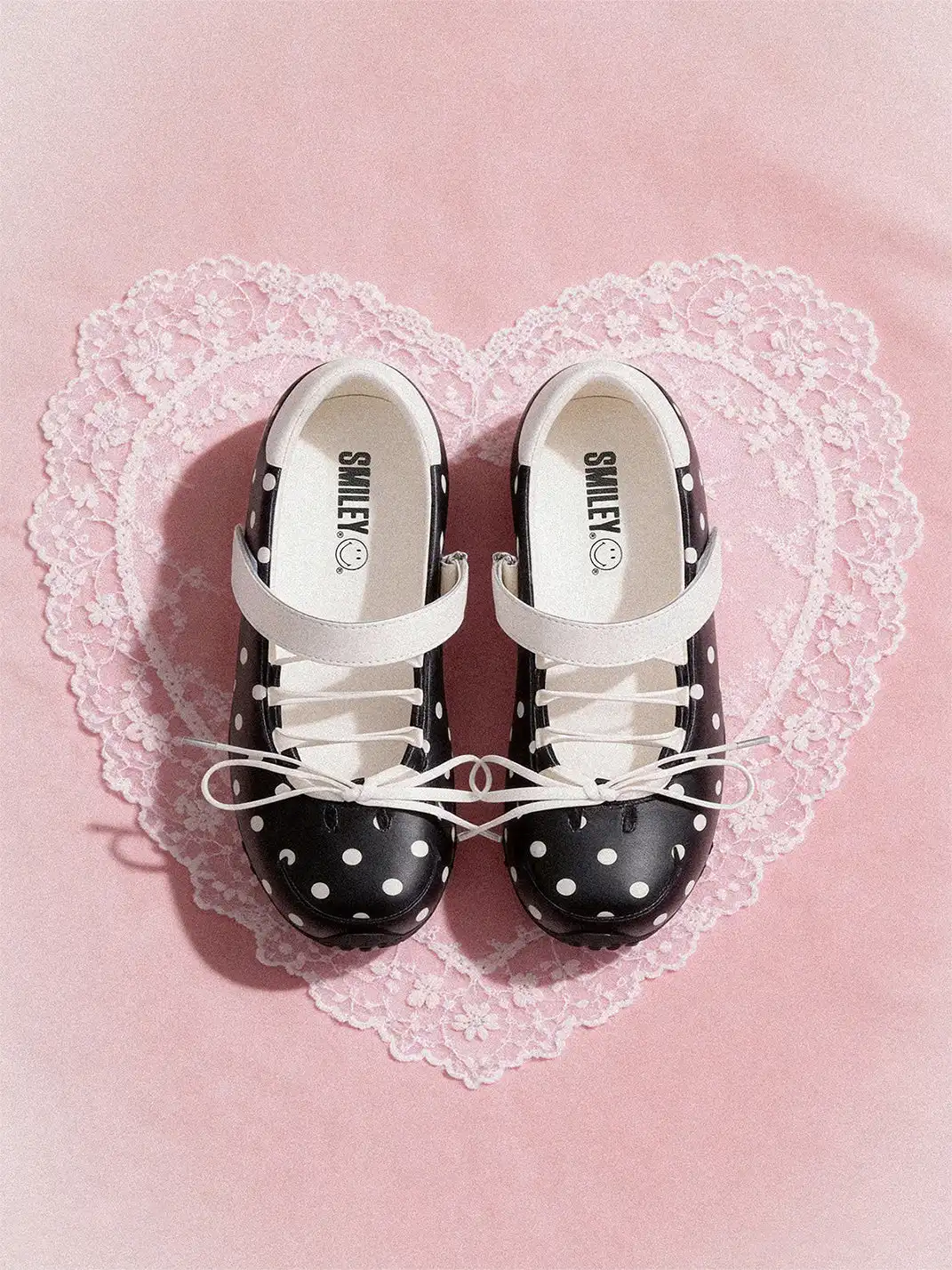 SMILEY | Polka Dot Bow Mary Jane Flat Shoes