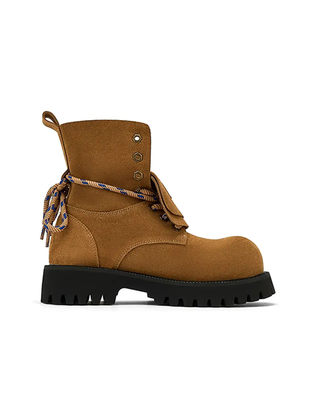 SMILEY | Suede Platform Work Boots-Yellow