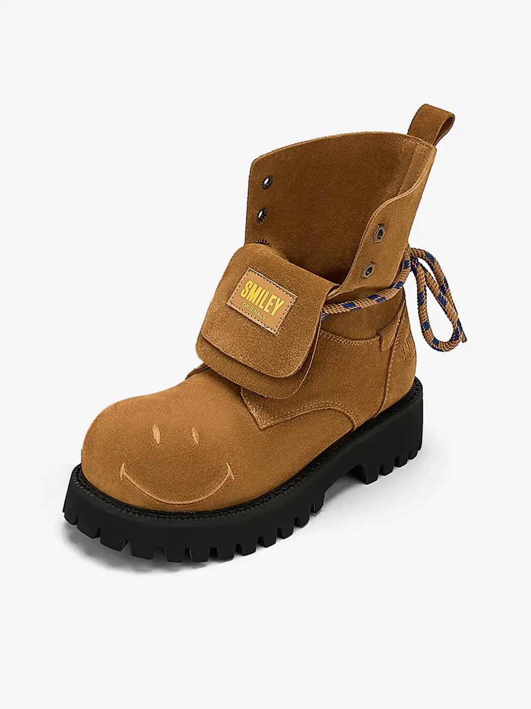 SMILEY | Suede Platform Work Boots-Yellow