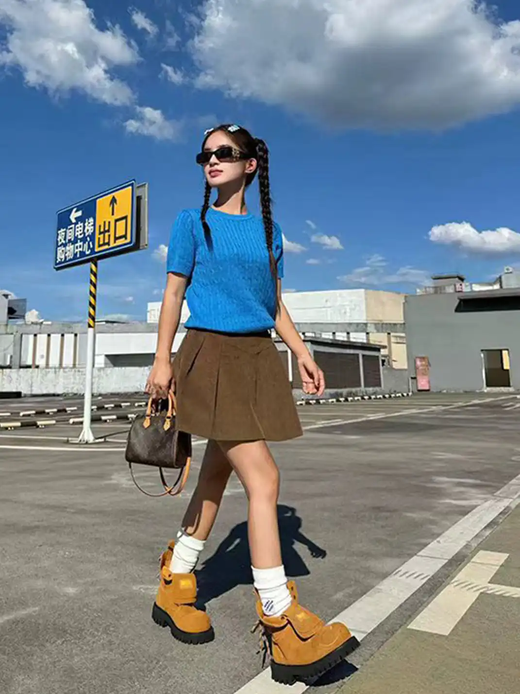 SMILEY | Suede Platform Work Boots-Yellow