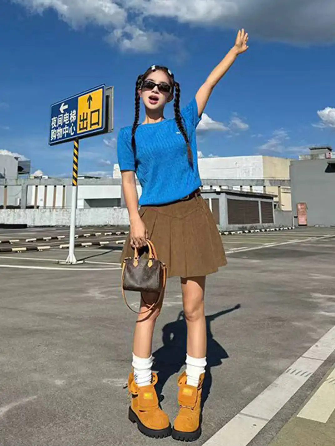 SMILEY | Suede Platform Work Boots-Yellow