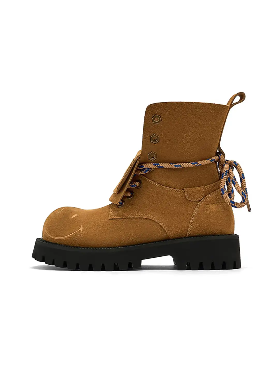 SMILEY | Suede Platform Work Boots-Yellow