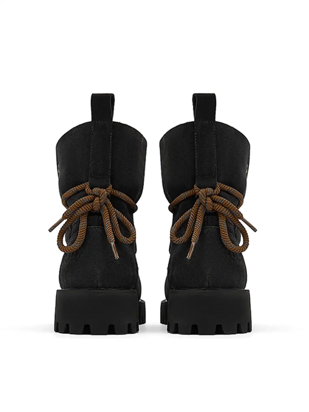 SMILEY | Suede Platform Work Boots-Black