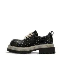 SMILEY | Polka Dot Platform Derby Shoes With Woven Trim
