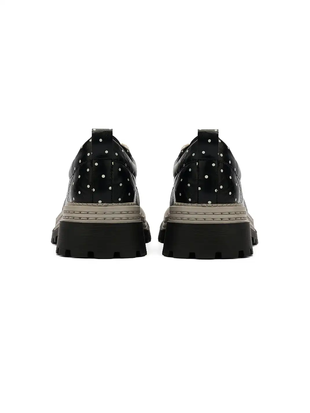 SMILEY | Polka Dot Platform Derby Shoes With Woven Trim