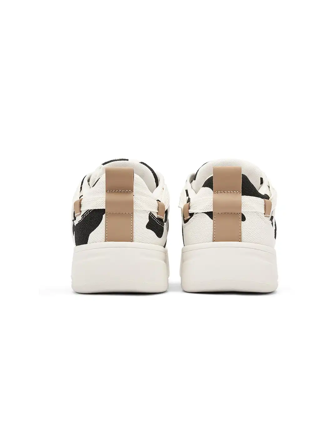 SMILEY | Cow Print White Platform Sneakers