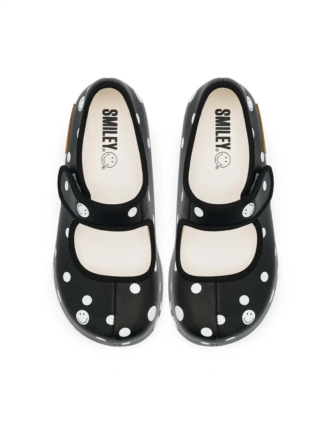 SMILEY | Pointed-Toe Black Polka Dot Mary Jane Platform Shoes
