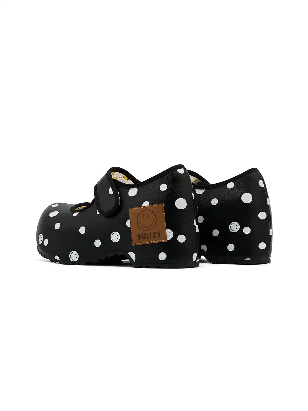 SMILEY | Pointed-Toe Black Polka Dot Mary Jane Platform Shoes