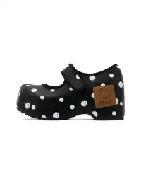 SMILEY | Pointed-Toe Black Polka Dot Mary Jane Platform Shoes