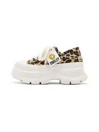 SMILEY | Print Platform Canvas Sneakers With Smile Logo-Leopard