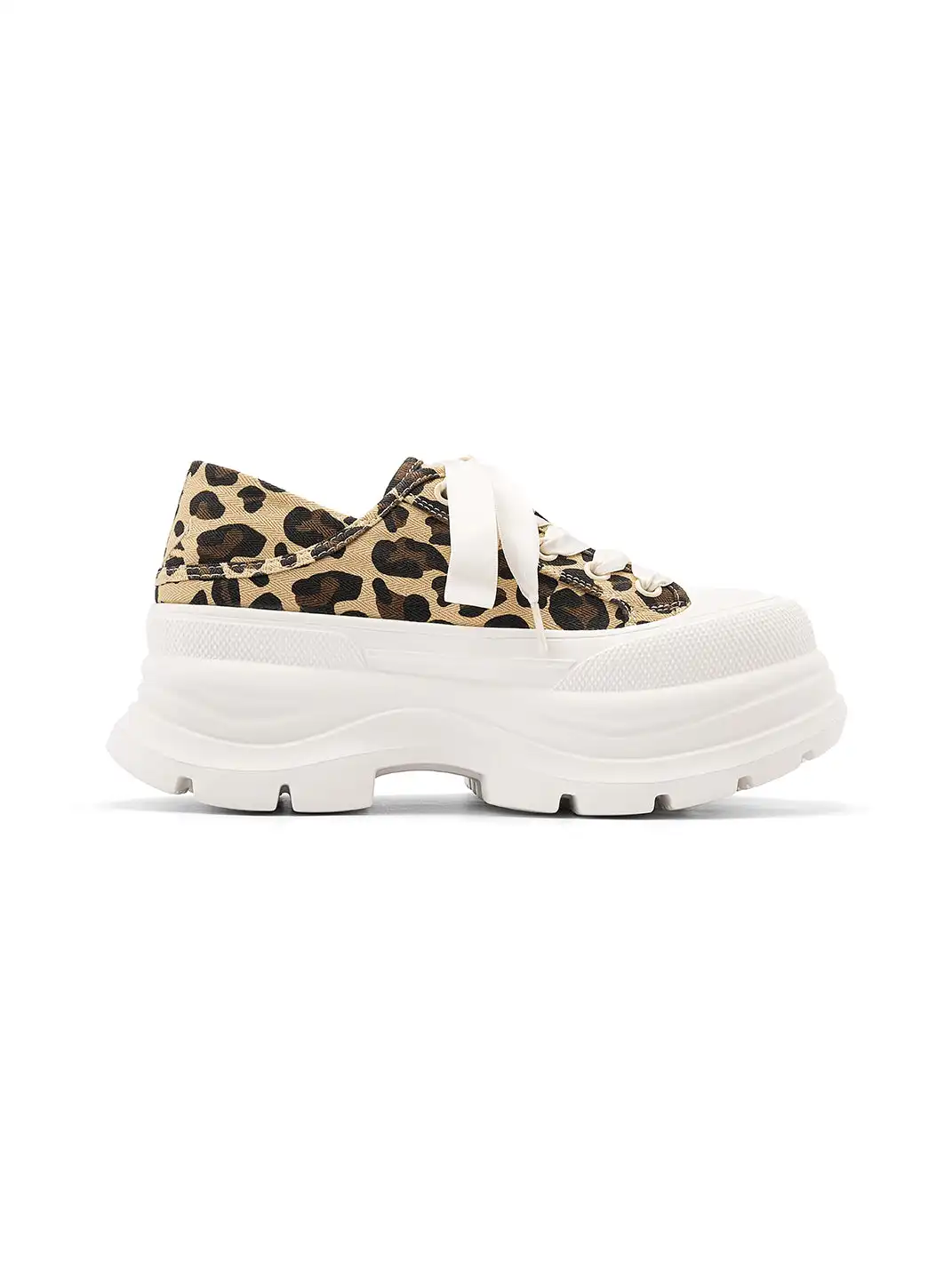 SMILEY | Print Platform Canvas Sneakers With Smile Logo-Leopard