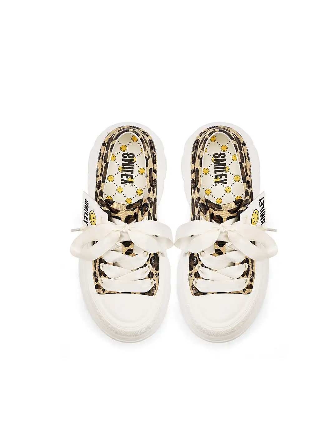 SMILEY | Print Platform Canvas Sneakers With Smile Logo-Leopard