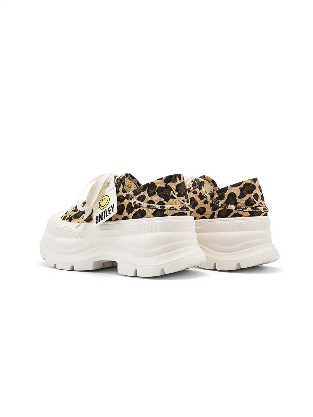 SMILEY | Print Platform Canvas Sneakers With Smile Logo-Leopard