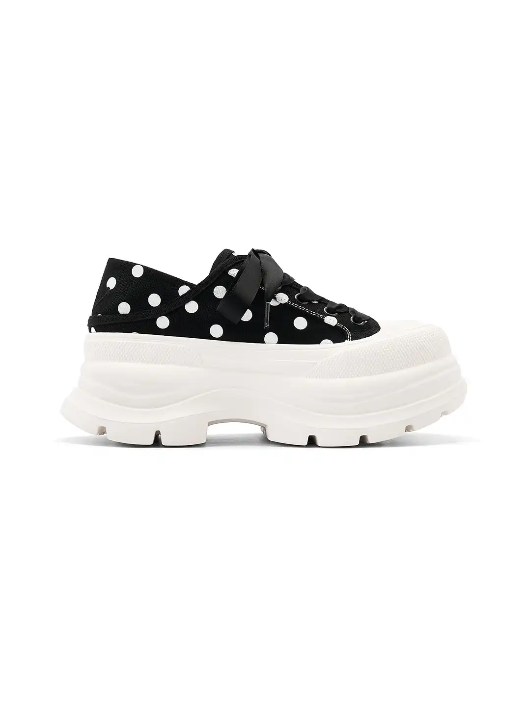 SMILEY | Print Platform Canvas Sneakers With Smile Logo-Black