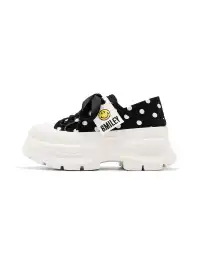 SMILEY | Print Platform Canvas Sneakers With Smile Logo-Black