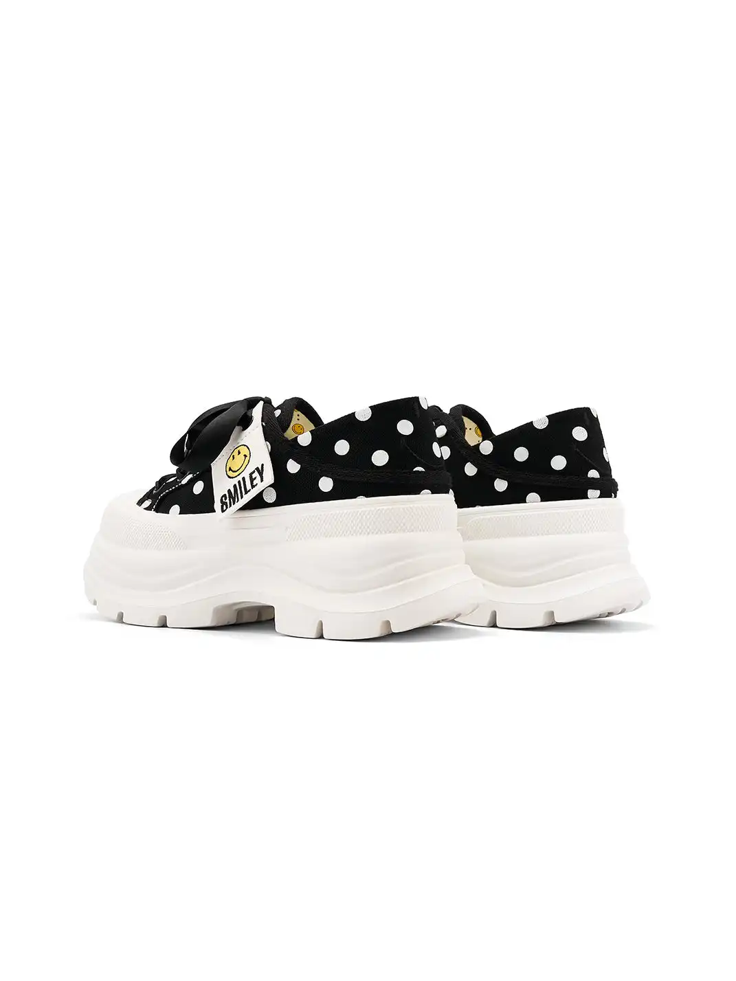 SMILEY | Print Platform Canvas Sneakers With Smile Logo-Black