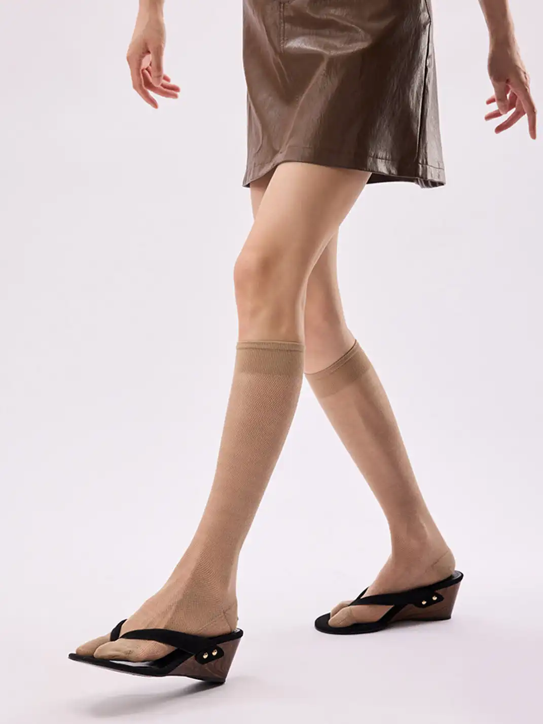 YANG MA | Split-toe Mesh Mid-calf Slouch Socks