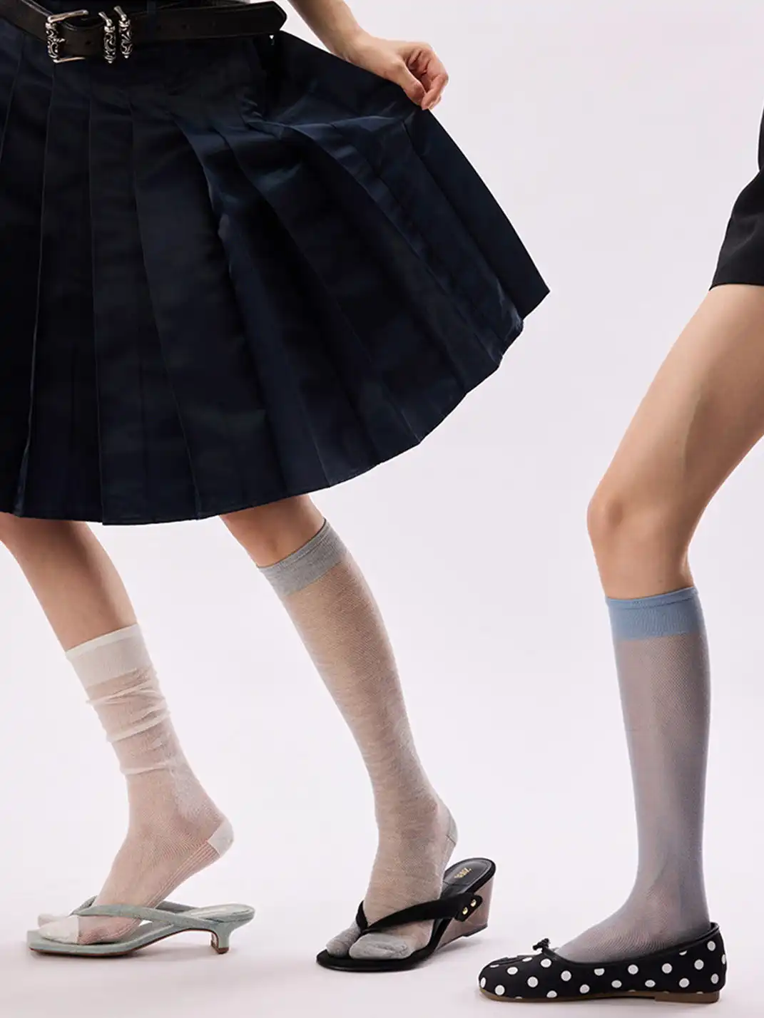 YANG MA | Split-toe Mesh Mid-calf Slouch Socks