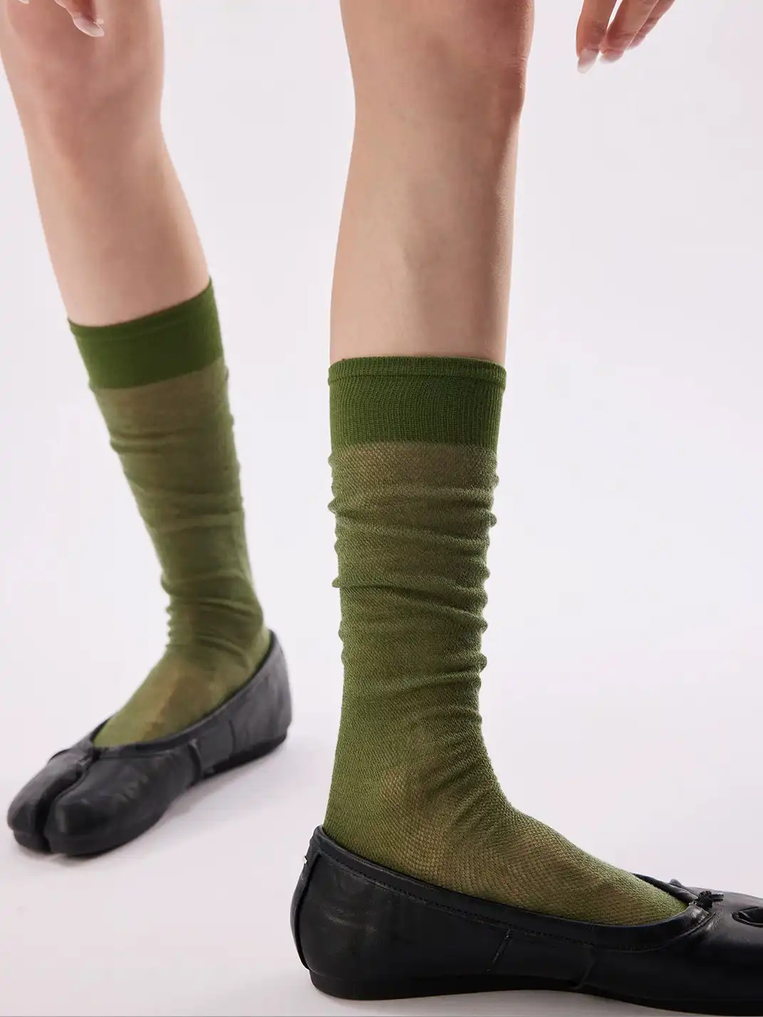 YANG MA | Split-toe Mesh Mid-calf Slouch Socks