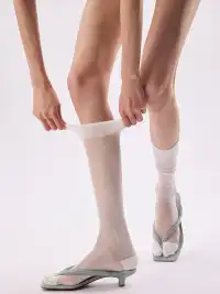 YANG MA | Split-toe Mesh Mid-calf Slouch Socks