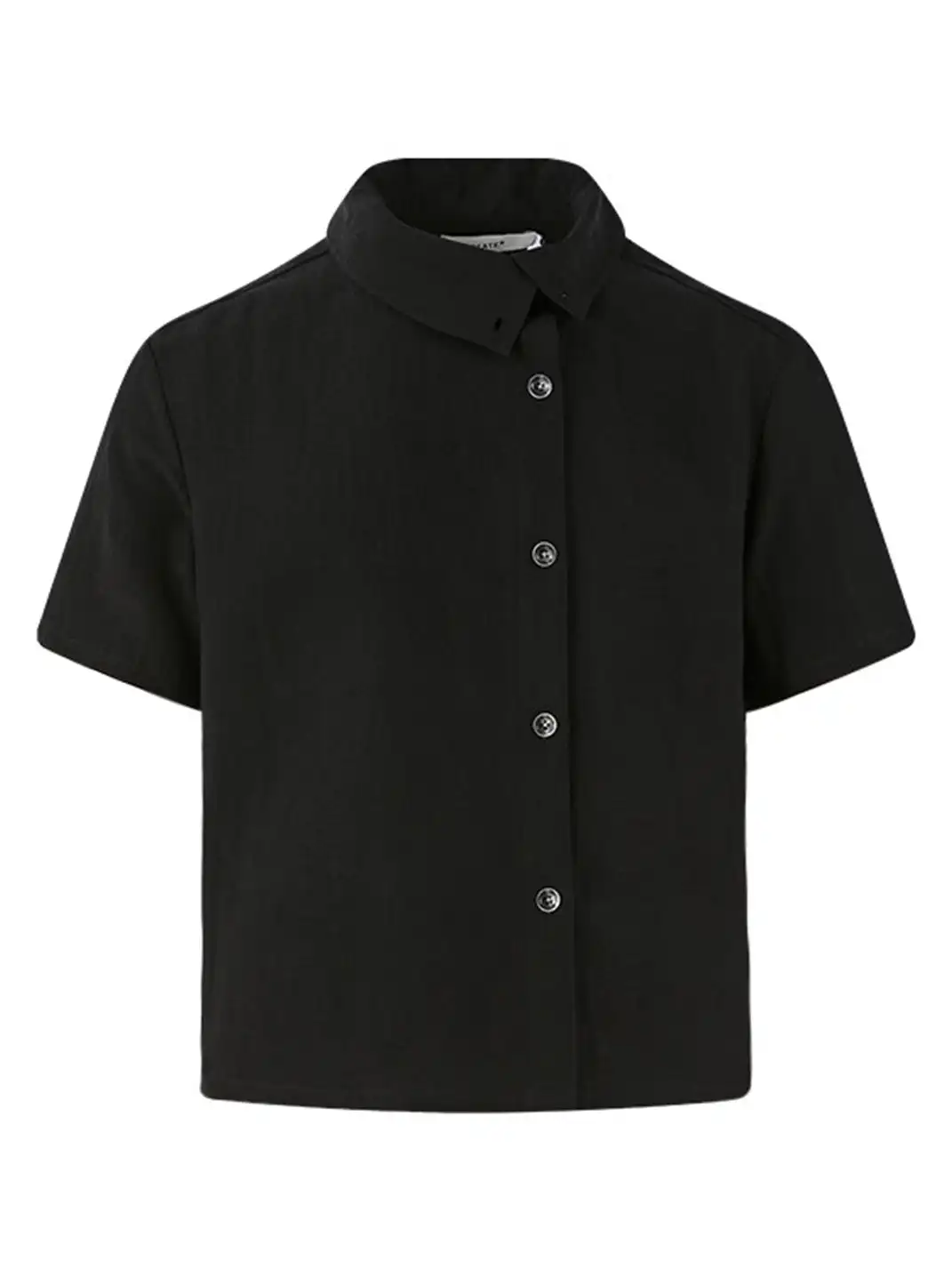 KREATE | Asymmetrical Placket Stand Collar Convertible Short Sleeve Shirt