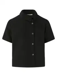 KREATE | Asymmetrical Placket Stand Collar Convertible Short Sleeve Shirt
