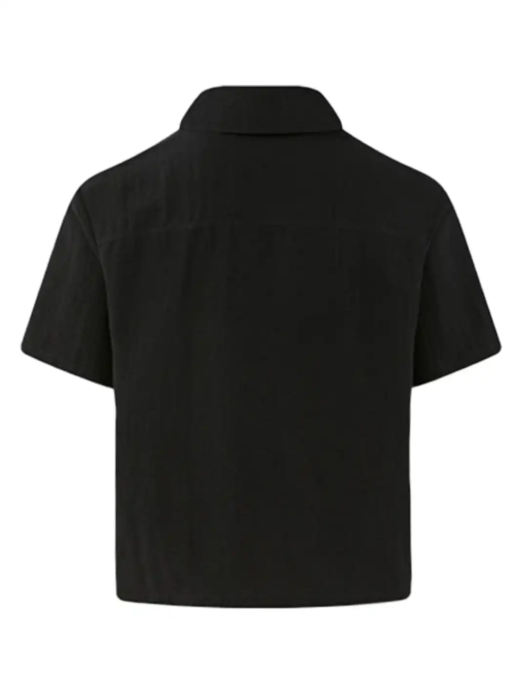 KREATE | Asymmetrical Placket Stand Collar Convertible Short Sleeve Shirt