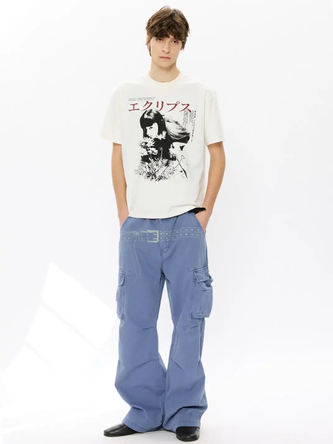 KREATE | Washed Screen Print Distressed Cargo Pants
