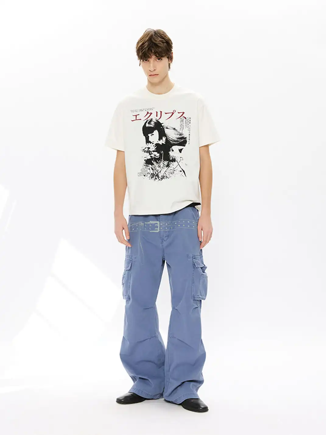 KREATE | Washed Screen Print Distressed Cargo Pants