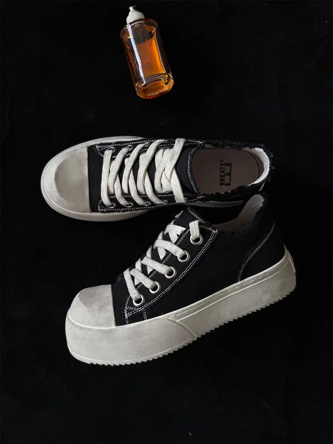 KREATE | Chunky Sole Two-Tone Washed Canvas Sneakers