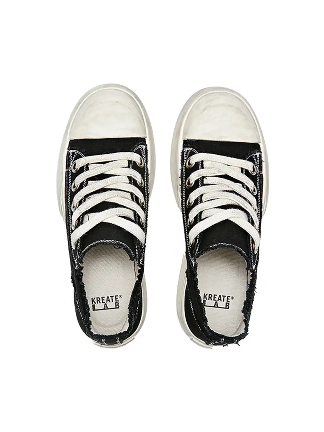 KREATE | Chunky Sole Two-Tone Washed Canvas Sneakers