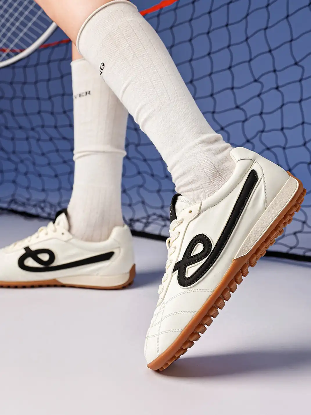 C.BANNER | Quilted Upper Sneakers With Black Logo-White