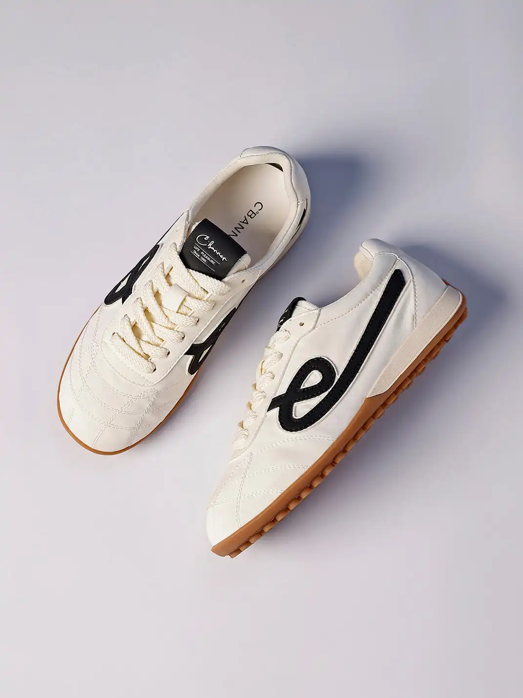 C.BANNER | Quilted Upper Sneakers With Black Logo-White