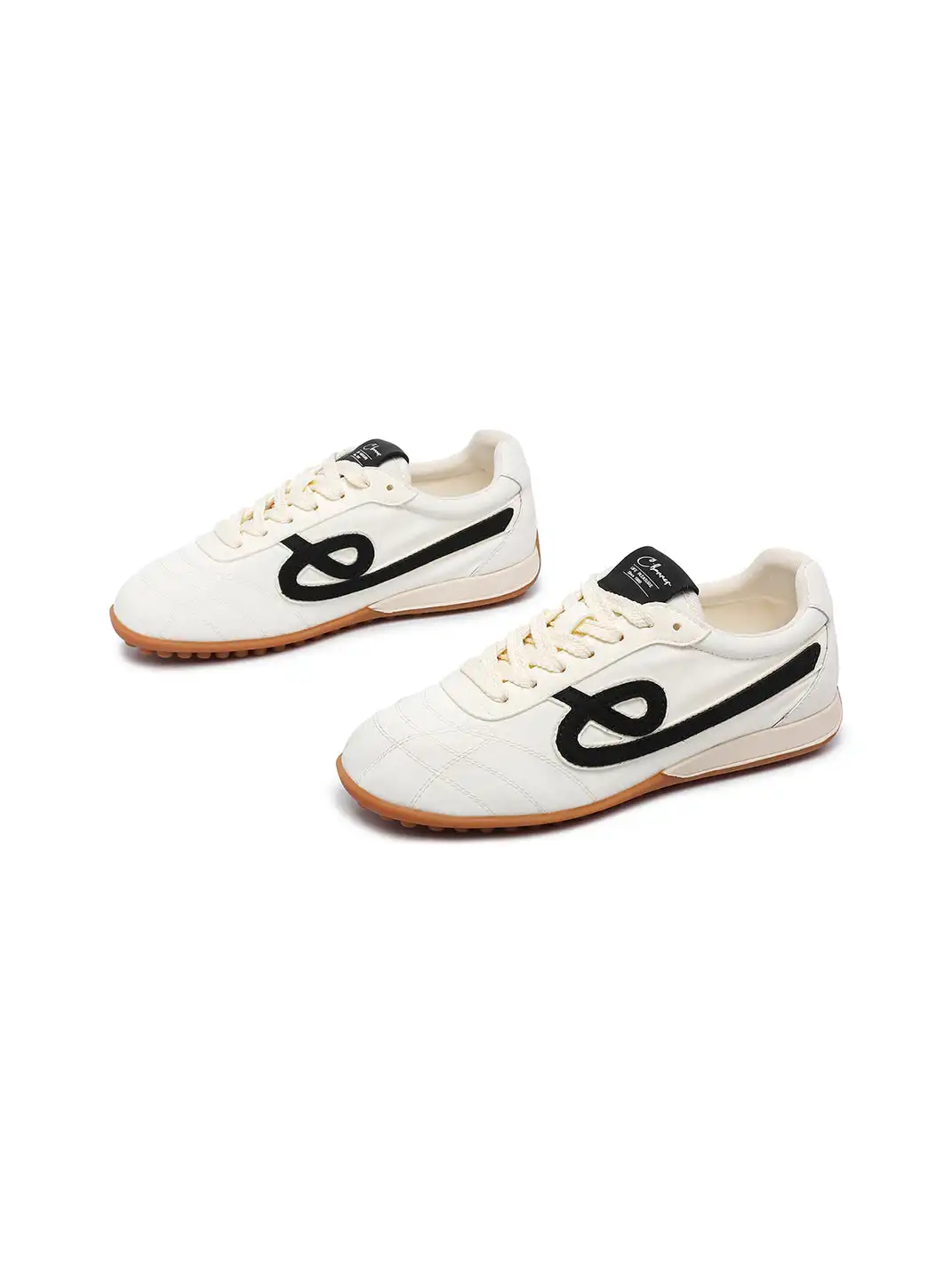 C.BANNER | Quilted Upper Sneakers With Black Logo-White