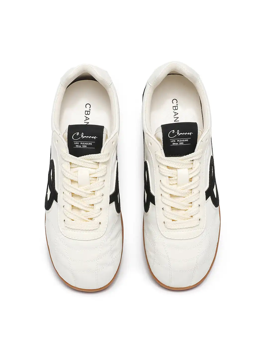 C.BANNER | Quilted Upper Sneakers With Black Logo-White